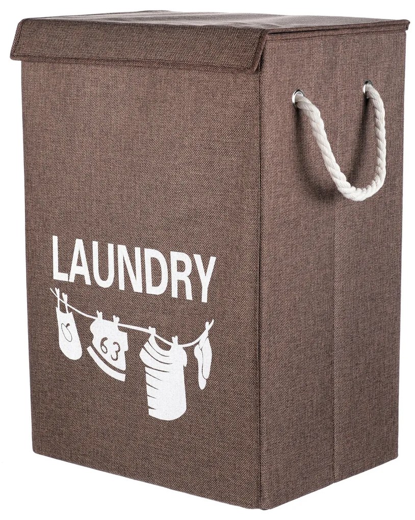 Kosz płócienny na brudną bieliznę LAUNDRY 40 x 30 x 60 cm, brązowy