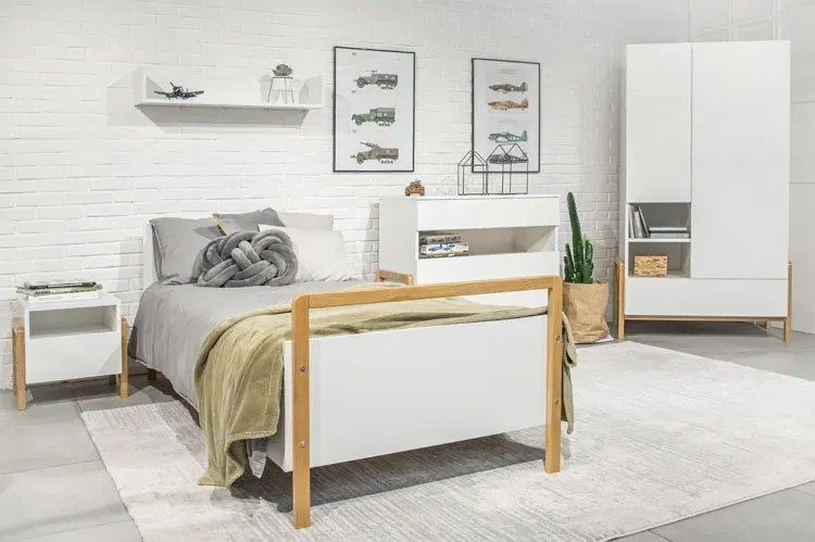 Białe nowoczesne łóżko dziecięce K3-L43