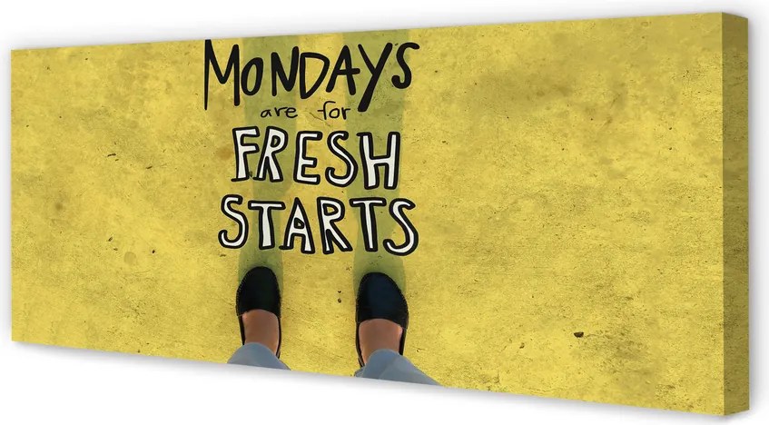 Obraz drukowany na płótnie Napis na Żółtym Tle