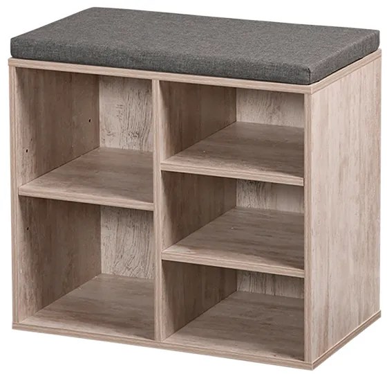Szafka na buty z siedziskiem, 5 przegródek, MDF, bielona, Kesper