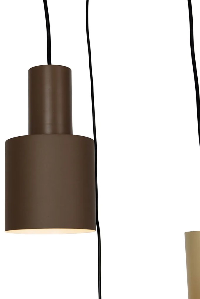 Lampa wisząca brązowa z taupe i beżem 3-światłowa - Ans Nowoczesny Oswietlenie wewnetrzne