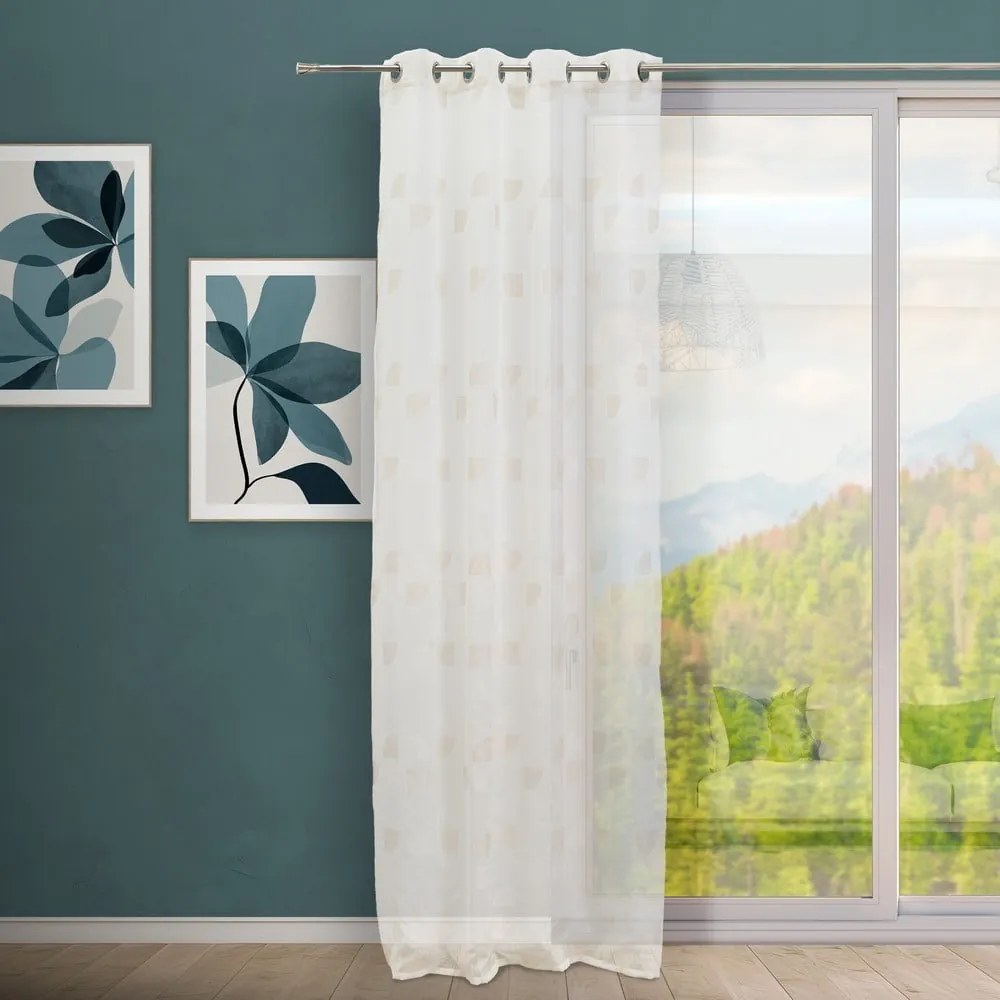 Beżowa zasłona żakardowa 140x260 cm Mid Century – Casa Selección
