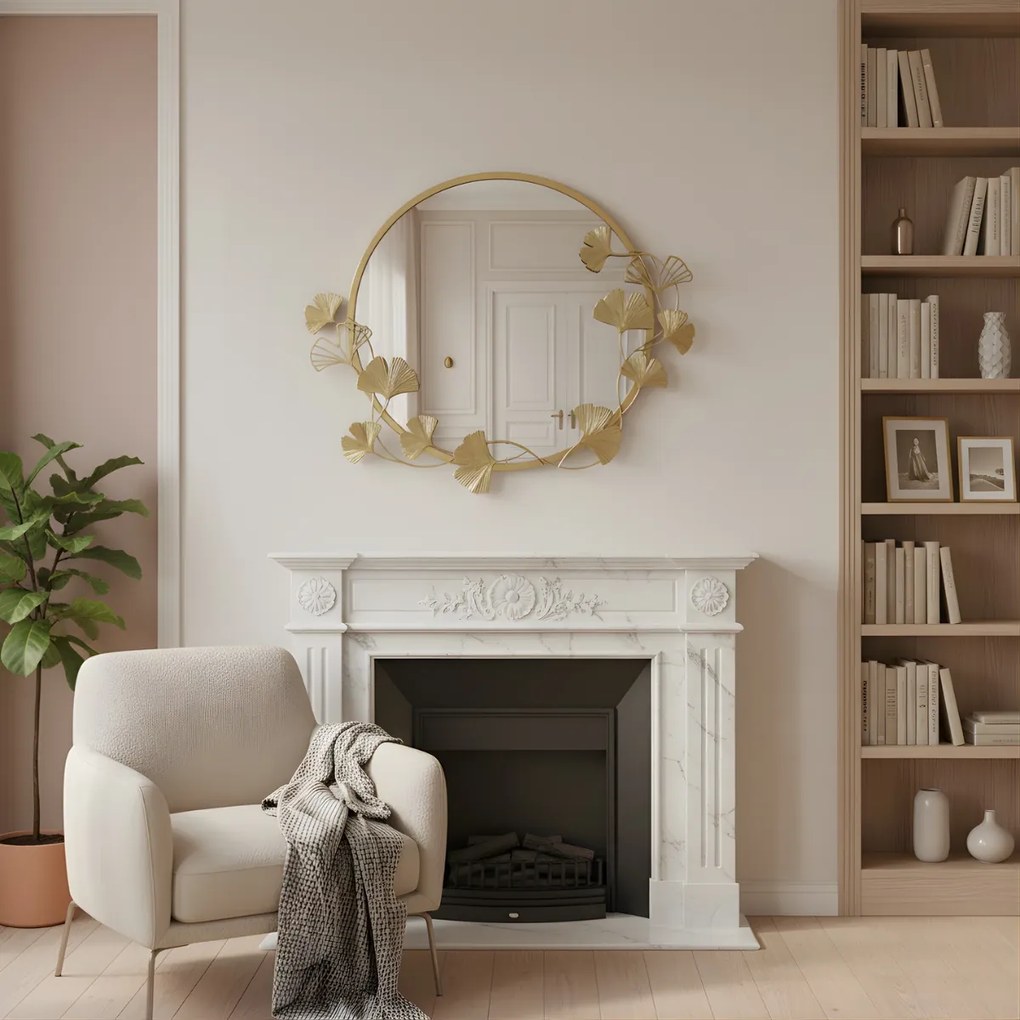 Okrągłe lustro ścienne z ozdobną ramą SOL, Ø 50 cm