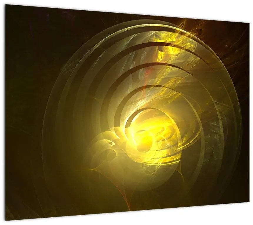 Obraz żółtej abstrakcyjnej spirali (70x50 cm)