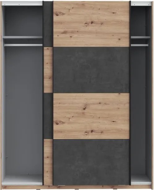 Młodzieżowa szafa przesuwna Raven 824, dąb artisan/beton