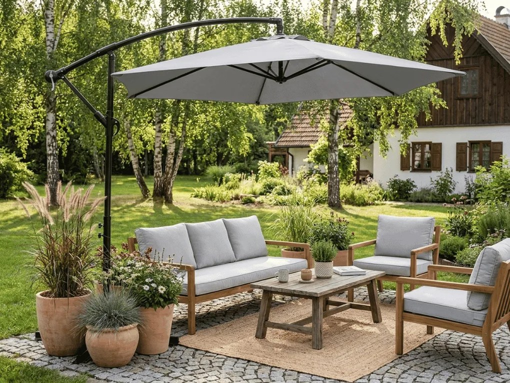 Parasol ogrodowy ELVARO regulowany, jasnoszary