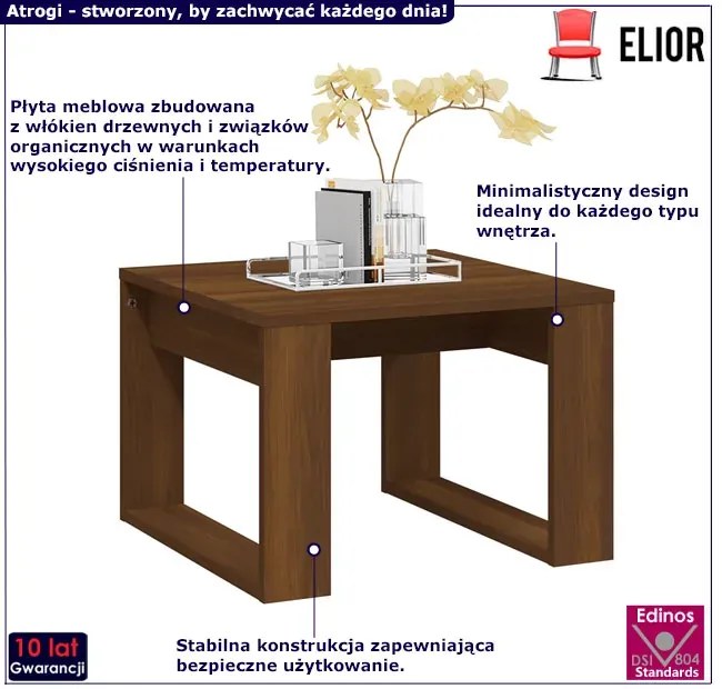 Minimalistyczny stolik kawowy brązowy dąb - Miro