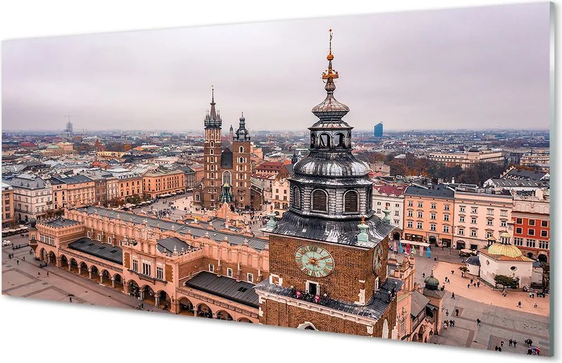 Panel Szklany Zimowa Panorama Krakowskich Kościołów