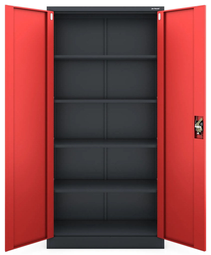 Szafa biurowa na dokumenty antracytowo-czerwona: JAN, 900 x 1850 x 400 mm
