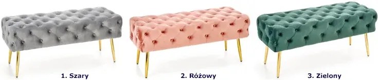 Szara pikowana ławka do przedpokoju w stylu glamour - Costro