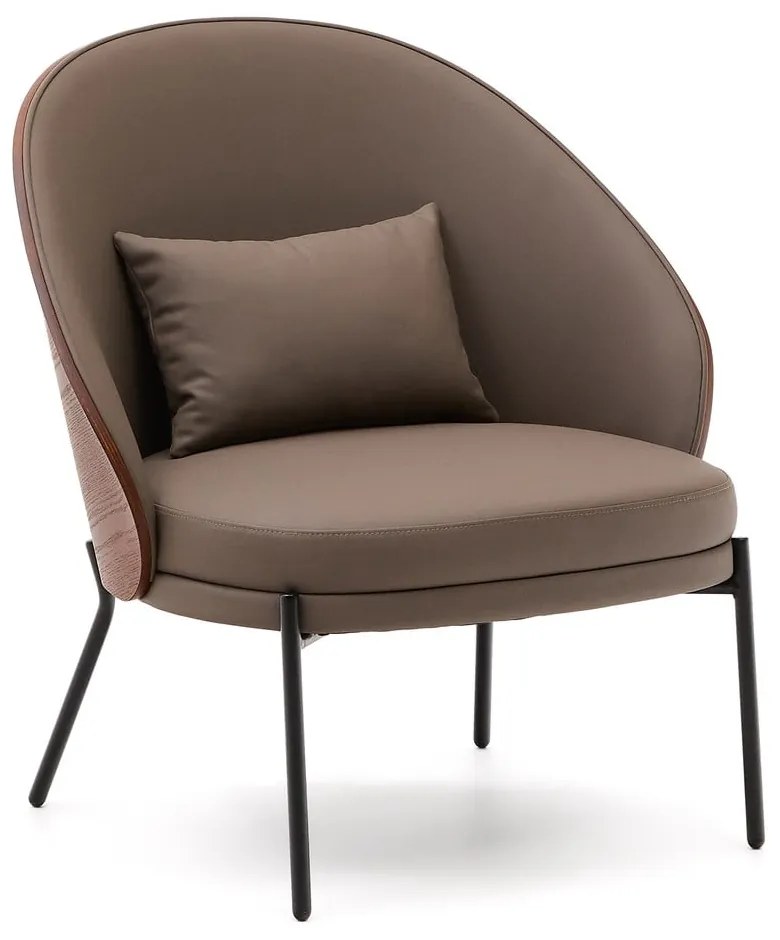 Brązowy fotel z imitacji skóry Eamy – Kave Home