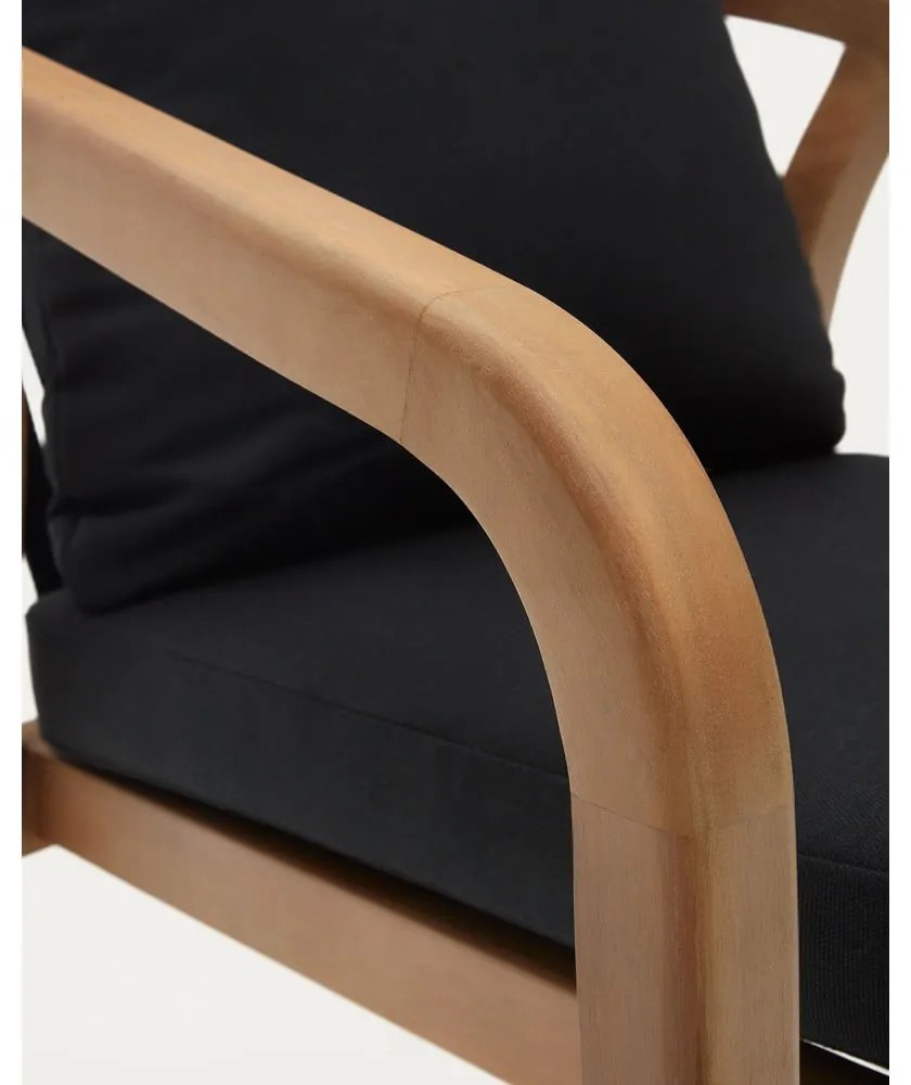 Czarne/w naturalnym kolorze drewniane/tapicerowane krzesła ogrodowe zestaw 4 szt. Malaret – Kave Home