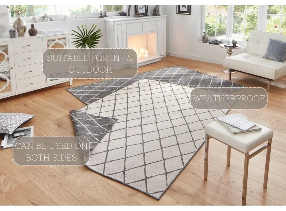 Szary dywan dwustronny NORTHRUGS Malaga, 160x230 cm