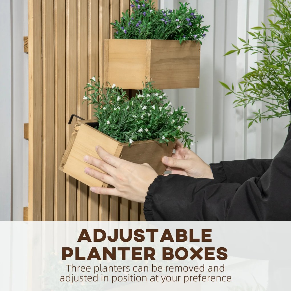 Outsunny Zestaw Donic na Kwiaty, Montaż Na Ścianie, Swobodnie Przeszankowane, Drewno świerkowe, 60 x 16 x 80 cm