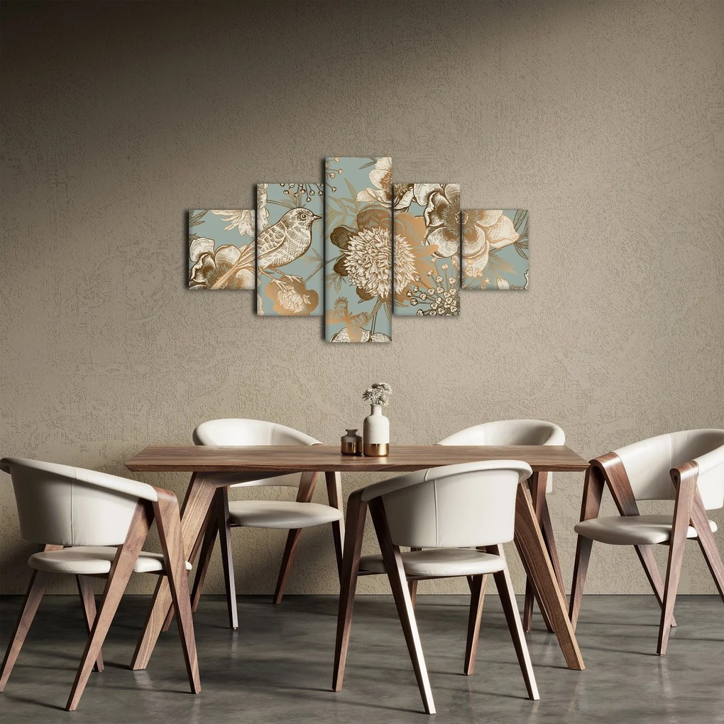 Obraz złotych kwiatów (125x70 cm)
