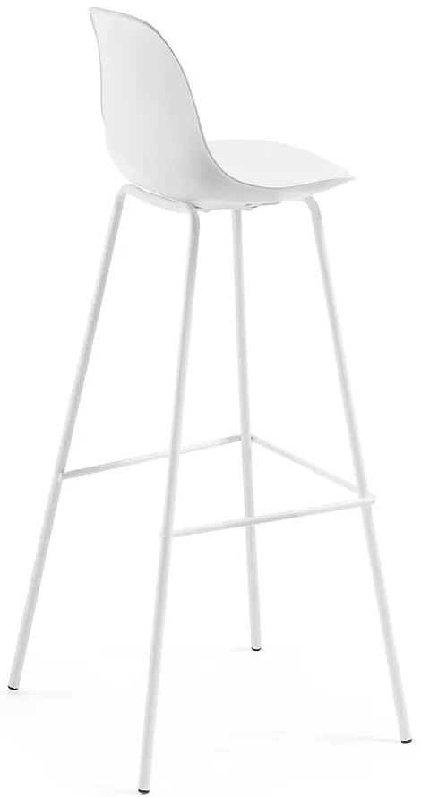 Biały hoker z imitacji skóry (wysokość siedziska 75 cm) Brighter – Kave Home