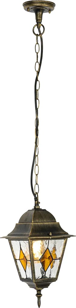 Wisząca lampa zewnętrzna w stylu vintage, złoto antyczne - Antigua