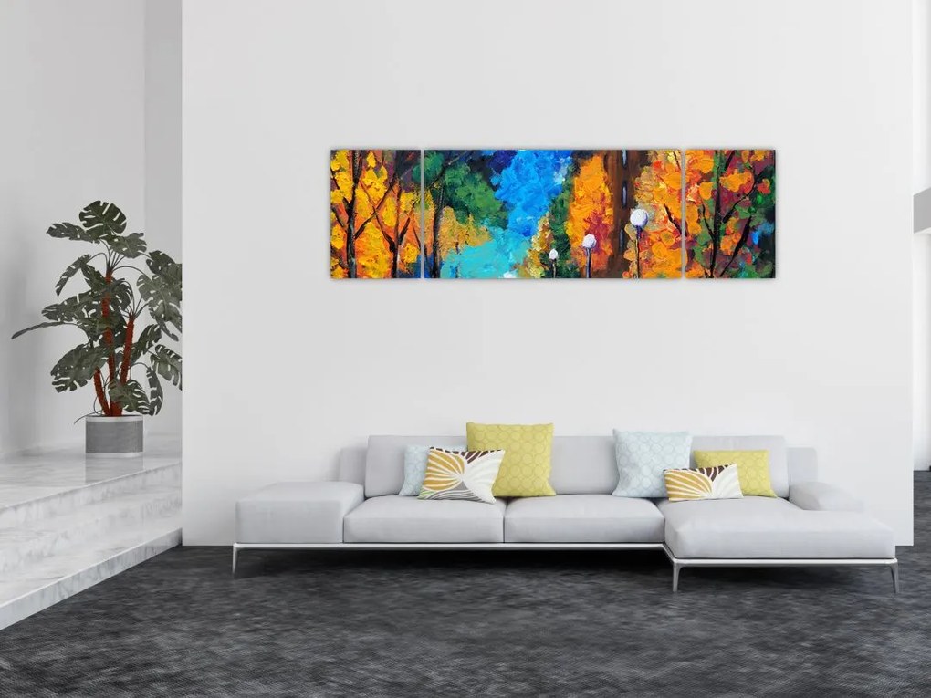 Obraz - Kochankowie, Pointillismus (170x50 cm)