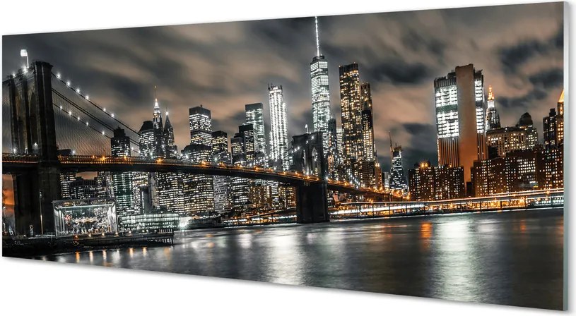 Panel szklany do Kuchni Nocny Pejzaż Miejski z Mostem