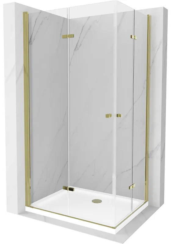 Mexen Lima Duo kabina prysznicowa składana 100 x 90 cm, transparent, złota + brodzik Flat - 856-100-090-50-02-4010G