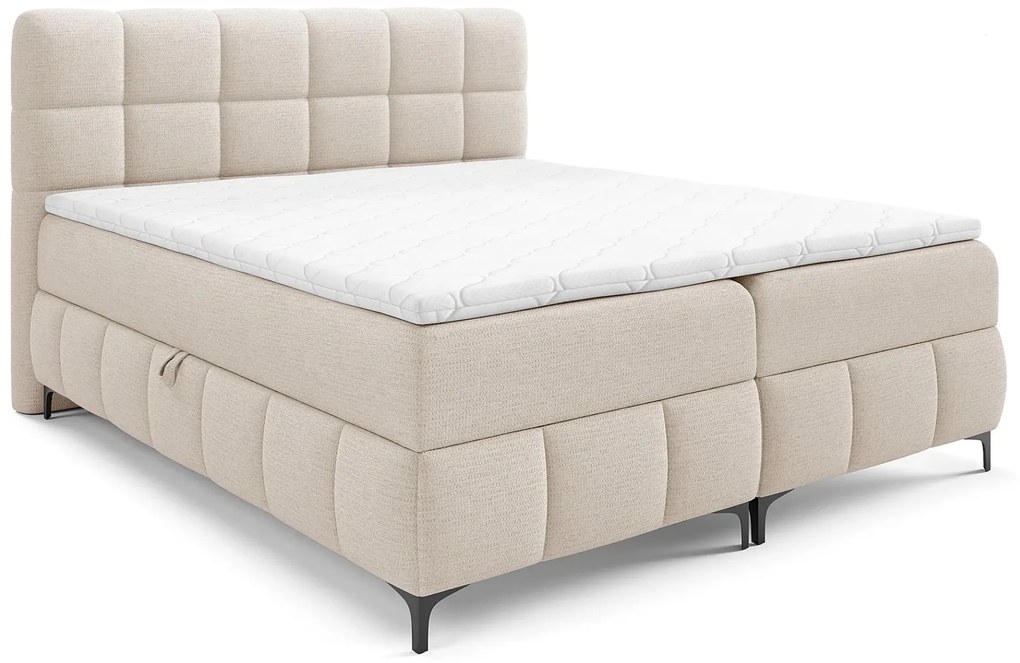 Beżowe tapicerowane łóżko kontynentalne 5 rozmiarów B3-D58