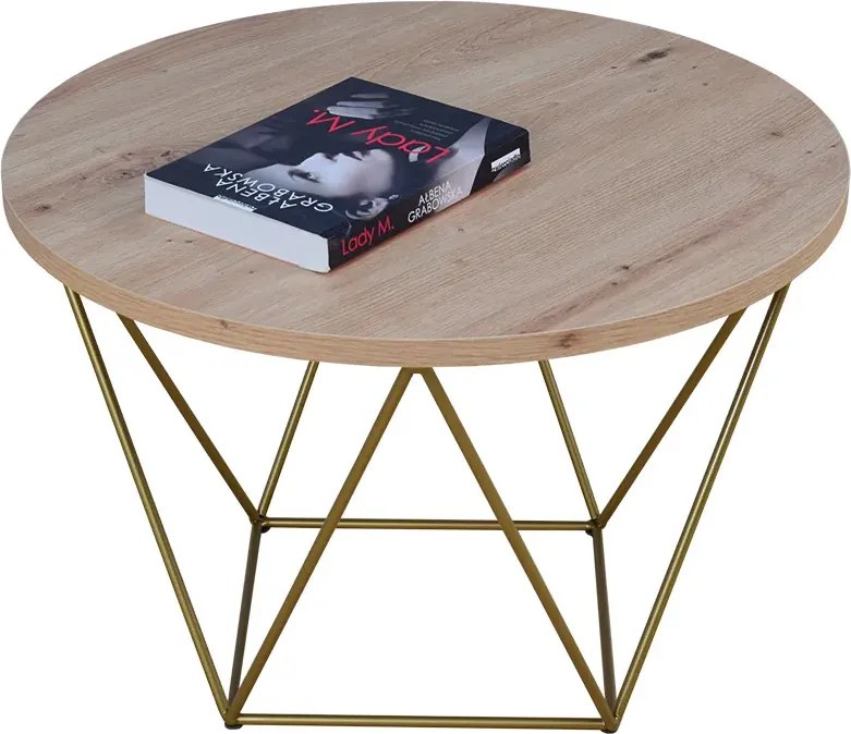 Stolik kawowy z geometrycznym stelażem dąb artisan S1-P18