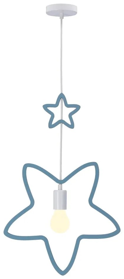 Biało-jasnoniebieska lampa wisząca z tekstylnym kloszem Single – Candellux Lighting