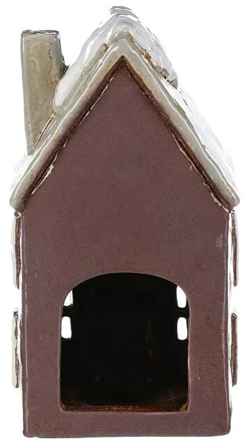Ozdoby świąteczne Zimowy domek z kominem,ceramika, ciemnofioletowy
