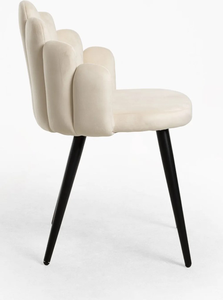 Zestaw 4 Krzese Hand Aksamitne Czarne Nogi