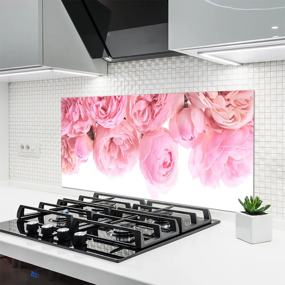 Panel Szklany do Kuchni Aksamitne Róże w Ogrodzie