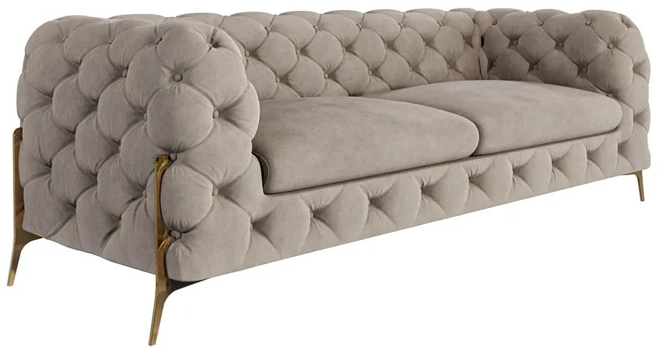 Szarobeżowa aksamitna sofa 225 cm Chelsea Bis – Ropez