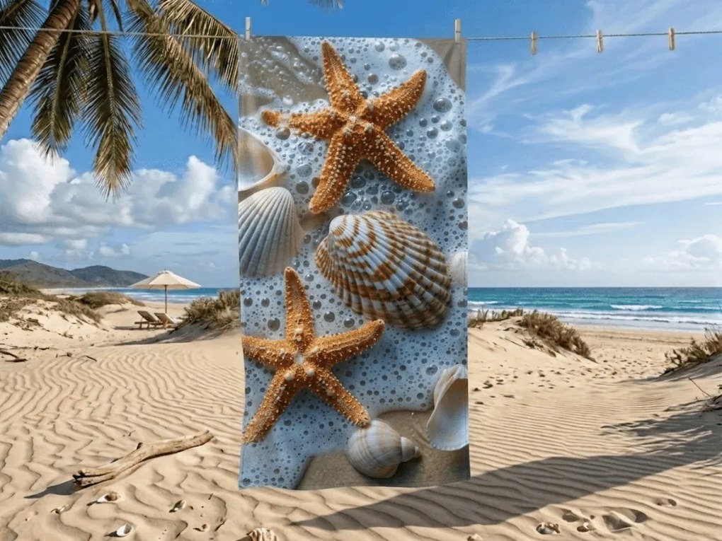 Ręcznik plażowy szybkoschnący SEA STARS kolorowy 70 x 140 cm, 100% mikrofibra