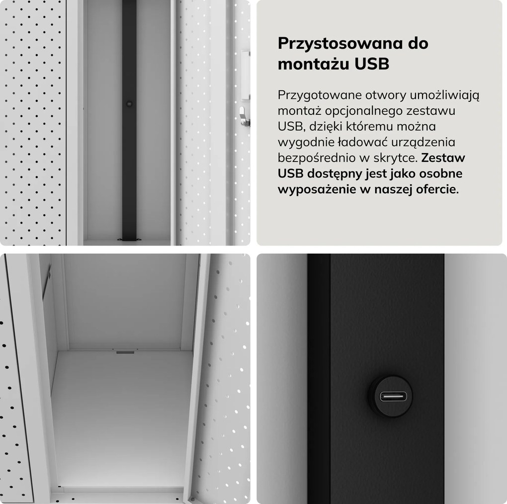 Szafka BHP ubraniowa, skrytkowa, perforowana, 10 skrytek, szara, 1360x1720x450 mm: BARTEK PRO