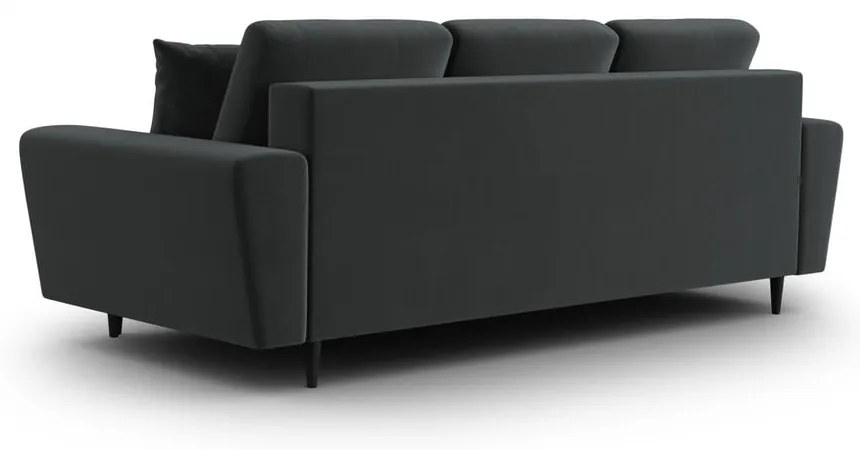 Ciemnoszara aksamitna rozkładana/ze schowkiem sofa 235 cm Kyoto – Cosmopolitan Design