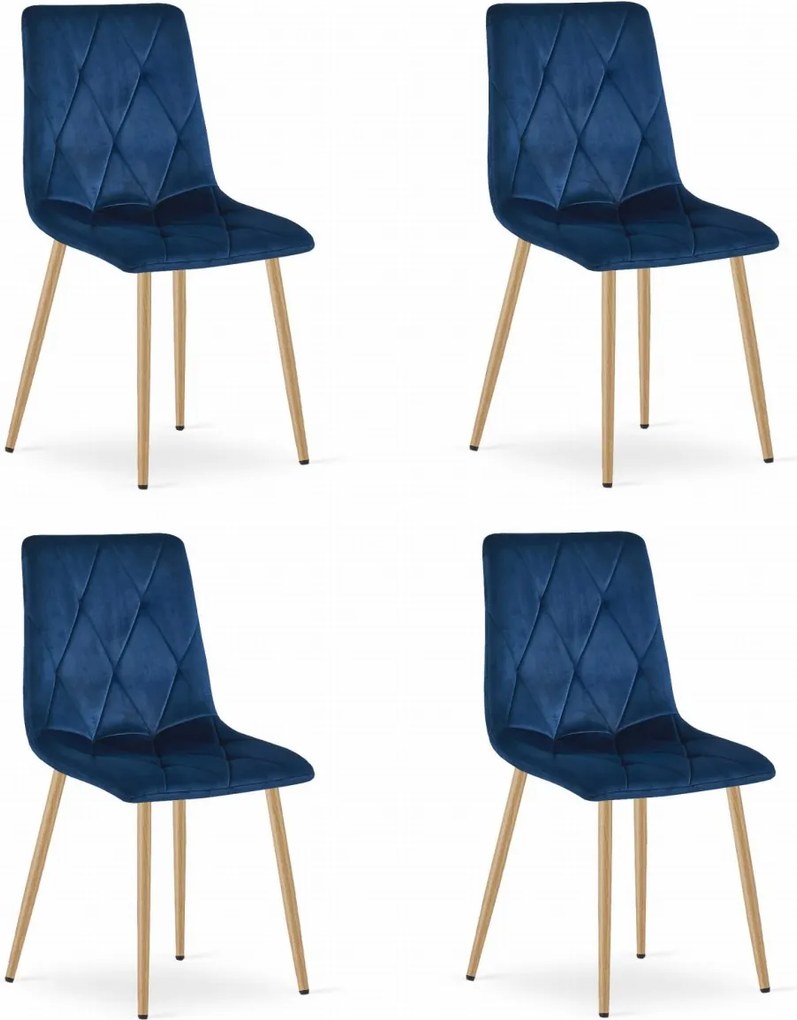 Niebieskie aksamitne krzesło do jadalni LIBRA