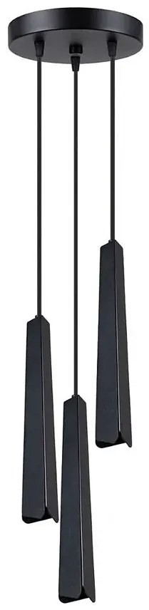 Czarna metalowa lampa wisząca z 3 smukłymi kloszami - A610 N0-K46
