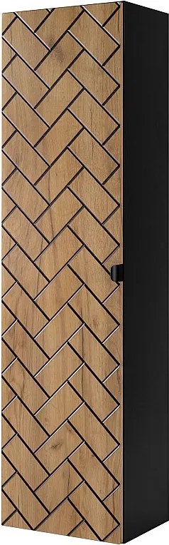 Szafka łazienkowa, Dąb Craft Gold, 35 x 136 x 27 cm, Uchwyt czarny