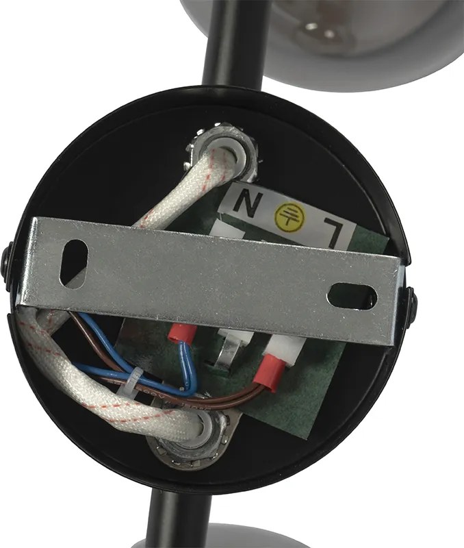 Lampa sufitowa Art Deco czarna z przydymionym szkłem 2-źródła światła - Vidro