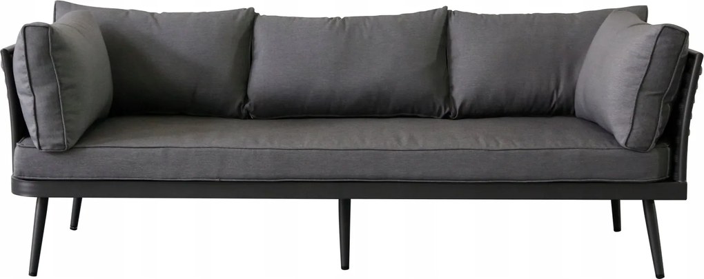 Zestaw mebli ogrodowych szary aluminium narożnik z poduszkami i stolik