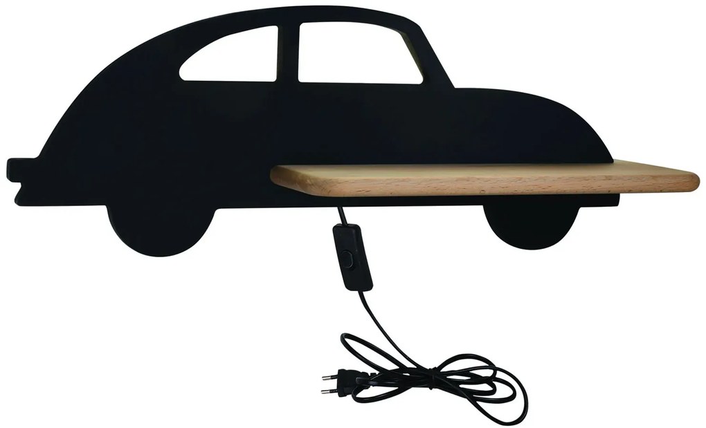 Czarny ścienny kinkiet samochód z przewodem W2-P09