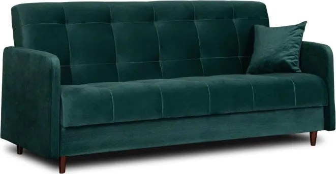 Sofa z Funkcją Spania TIVOLI Wersalka Rozkładana Dwuosobowa Zielona Welurowa Nowoczesna do Salonu