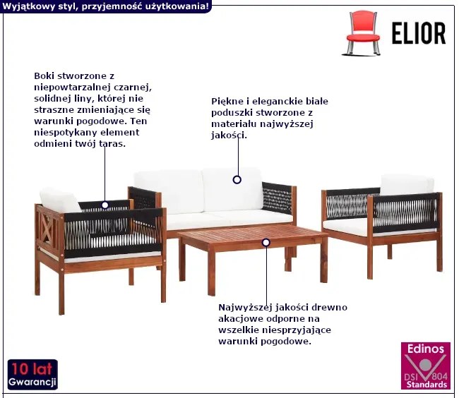 Elegancki zestaw wypoczynkowy do ogrody z drewna akacjowego Lecco