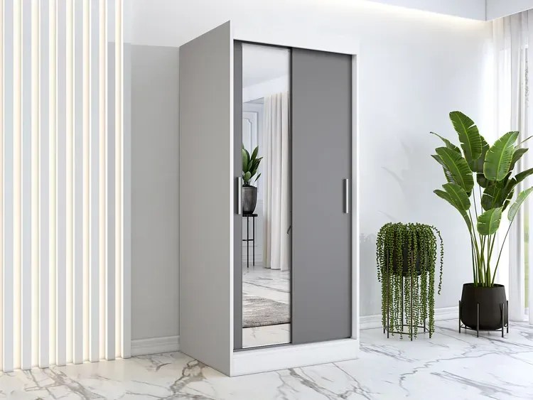 Szafa przesuwna w kolorze biały + antracyt T2-C33