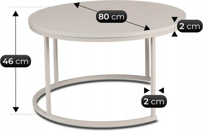 Zestaw Stolików Kawowych NELLY MAX 60 cm/80 cm Kaszmir Nowoczesny
