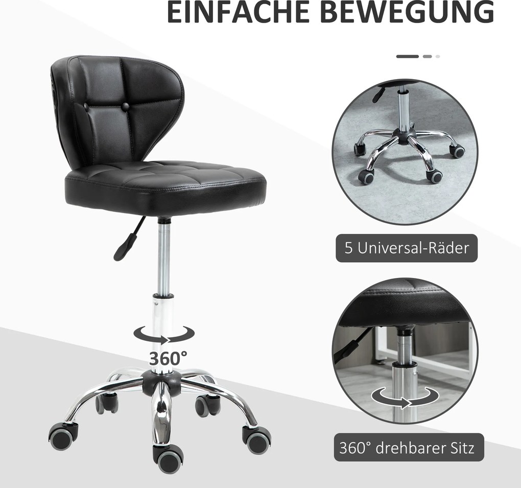 HOMCOM Zestaw 2 stołków roboczych, sztuczna skóra, ciemnoszare, 72–87 cm