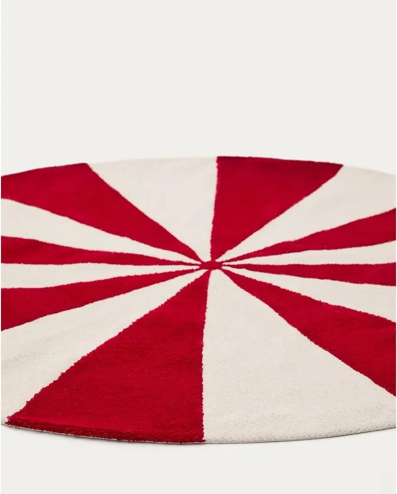 Czerwono-biały dywan dziecięcy z mieszanki bawełny ø100 cm Wirla – Kave Home