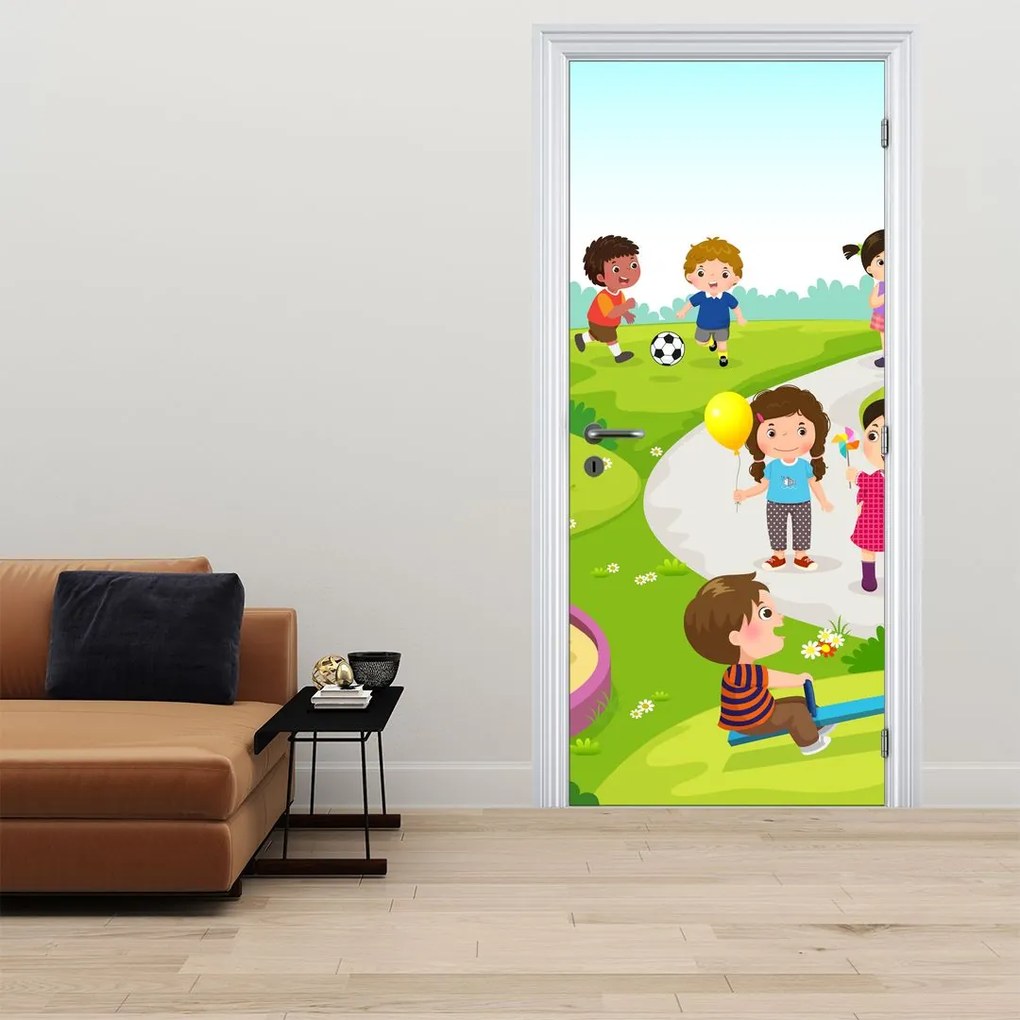Fototapeta na drzwi - Dziecięca zabawa w piaskownicy (95x205cm)
