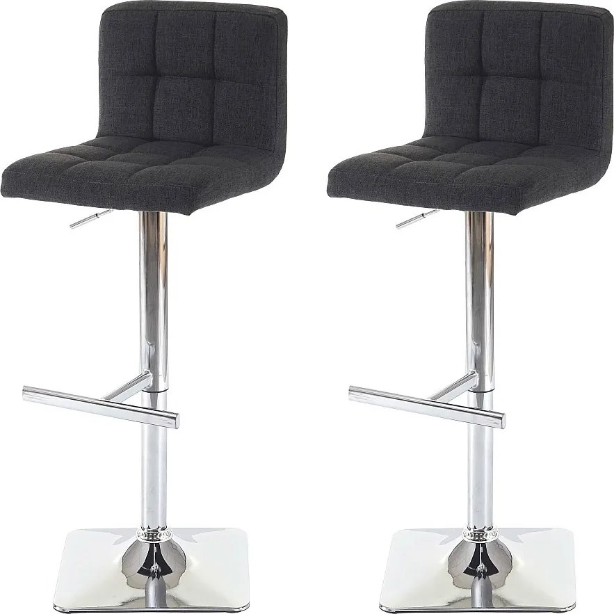 Stołek barowy Cadiz (zestaw 2 sztuk),  tkanina/tekstylia ciemnoszary, podstawa chromowana