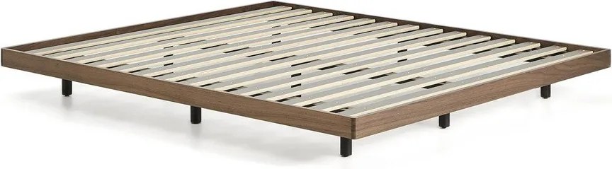 Brązowe łóżko dwuosobowe z litego drewna brzozowego bez zagłówka ze stelażem 180x200 cm Norlen – Kave Home