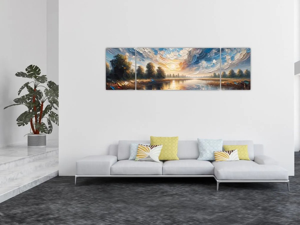 Obraz - Obraz słońca nad wodą (170x50 cm)